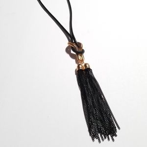 Gold/Black Tone Fringe Sweater Pendant